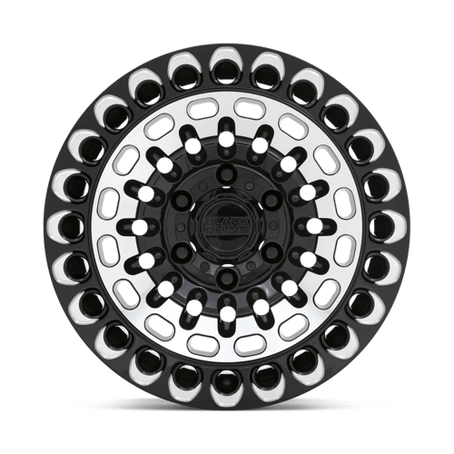 Black Rhino LABYRINTH Gloss Black W Mach Face &amp; Mill 17x9.5 +12 6x135mm 87.1mm - Wheelwiz