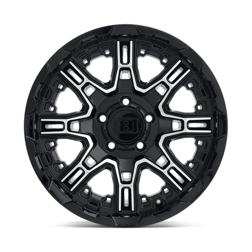 Level 8 SLINGSHOT Gloss Black W/ Machined Face 24x10 +25 6x139.7mm 112.1mm - WheelWiz