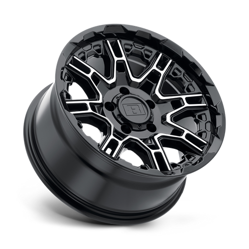 Level 8 SLINGSHOT Gloss Black W/ Machined Face 17x8.5 -10 5x114.3mm 76.1mm - Wheelwiz