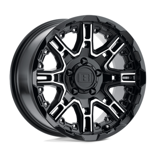 Level 8 SLINGSHOT Gloss Black W/ Machined Face 17x8.5 +10 6x114.3mm 76.1mm - WheelWiz