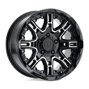 Level 8 SLINGSHOT Gloss Black W/ Machined Face 20x11.5 -44 5x127mm 71.5mm - Wheelwiz