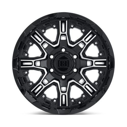 Level 8 SLINGSHOT Gloss Black W/ Machined Face Big X Factor 18x9 +10 6x120mm 67.1mm - WheelWiz