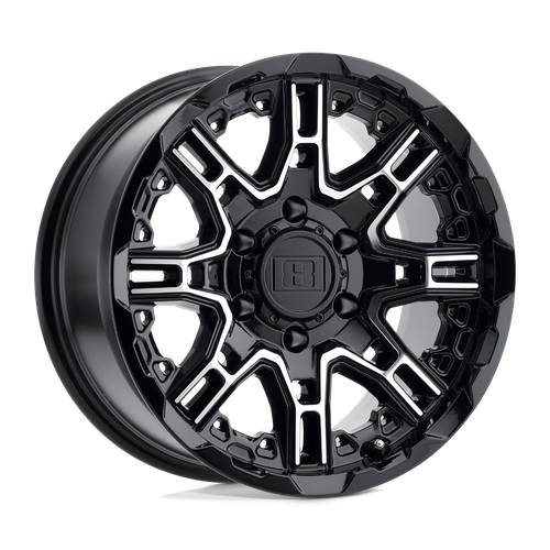 Level 8 SLINGSHOT Gloss Black W/ Machined Face Big X Factor 17x8.5 +10 6x120mm 67.1mm - WheelWiz