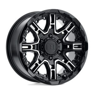 Level 8 SLINGSHOT Gloss Black W/ Machined Face Big X Factor 17x8.5 +10 6x120mm 67.1mm - WheelWiz