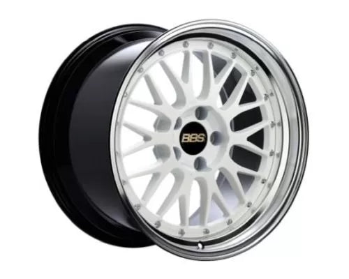 BBS LM 17x8.5 +18 5x120 PFS WHITE W/ BLUE METALLIC FLAKE / DIAMOND CUT LIP - WheelWiz