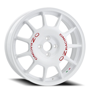 OZ Racing Leggenda White W/ Red Lettering 17x7 +25 4x108mm 75mm - Wheelwiz