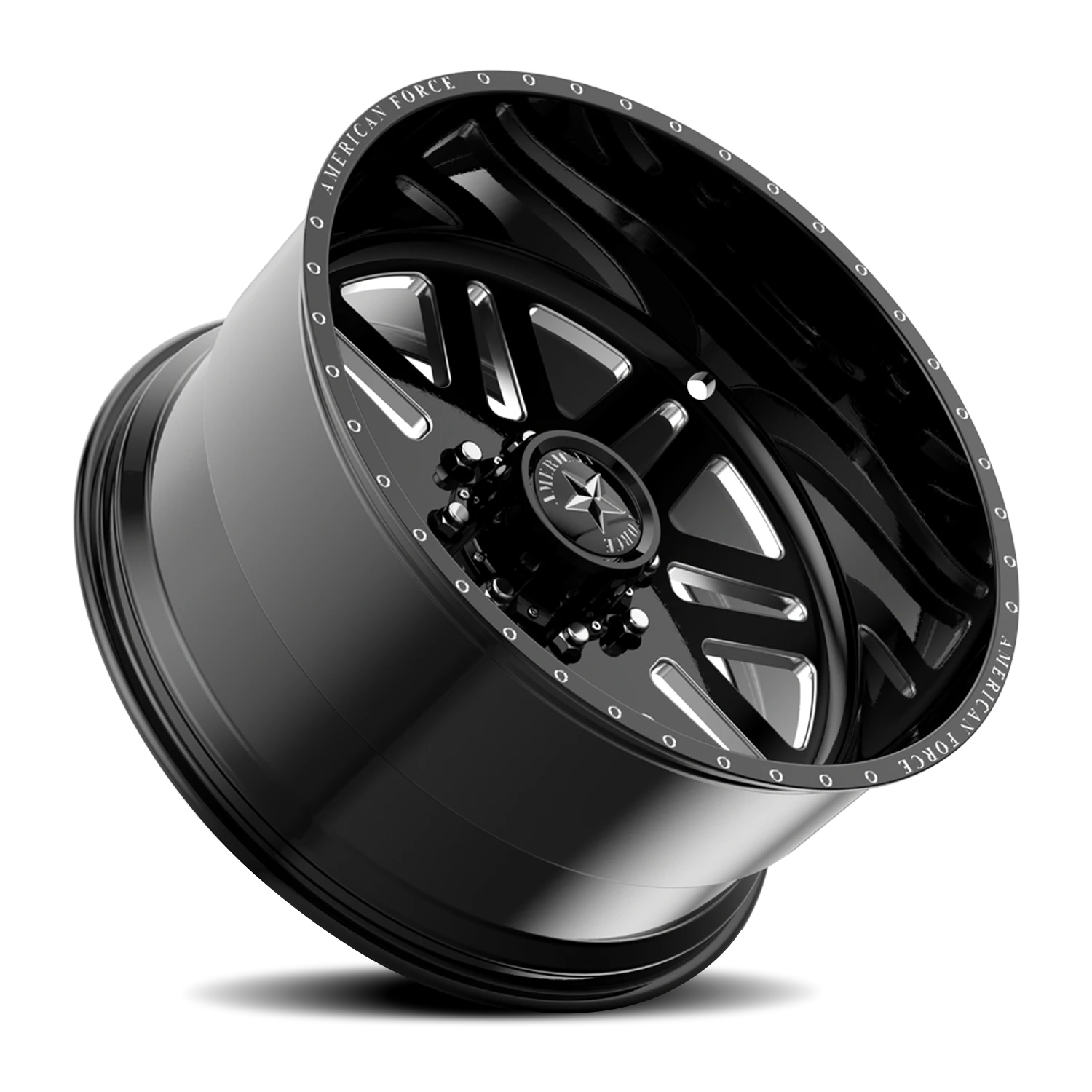 American Force 9 Liberty SS Gloss Black W/ Machined 22x16 -101 8x180mm 124.1mm - Wheelwiz