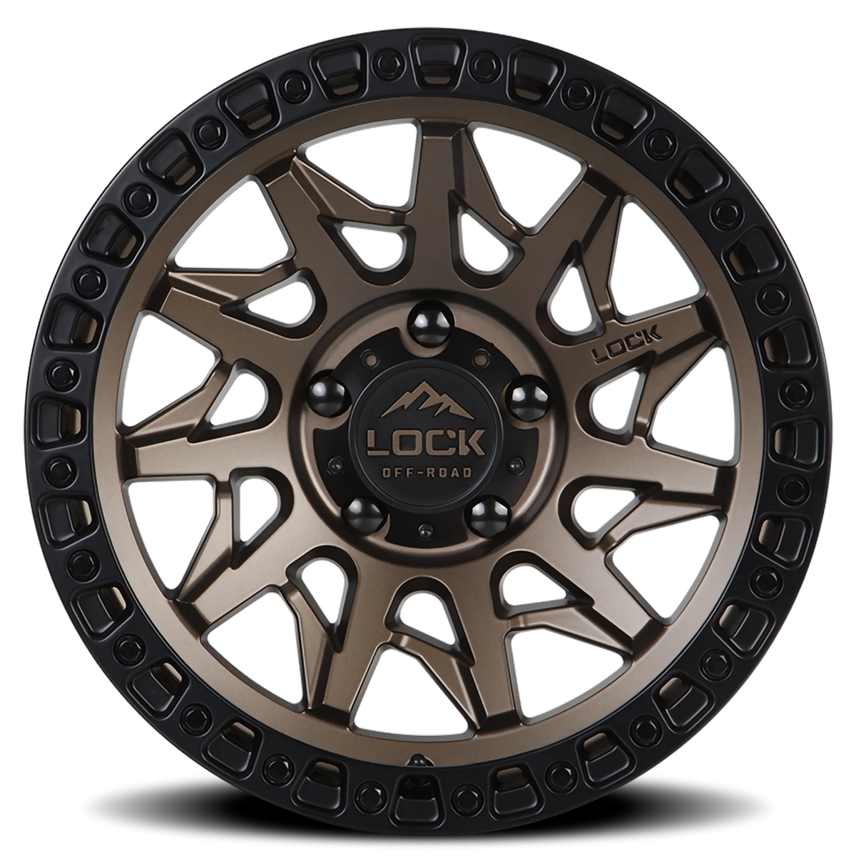 Lock Offroad Lunatic Matte Bronze W/ Matte Black Ring 18x9 -12 6x139.7mm 106.2mm