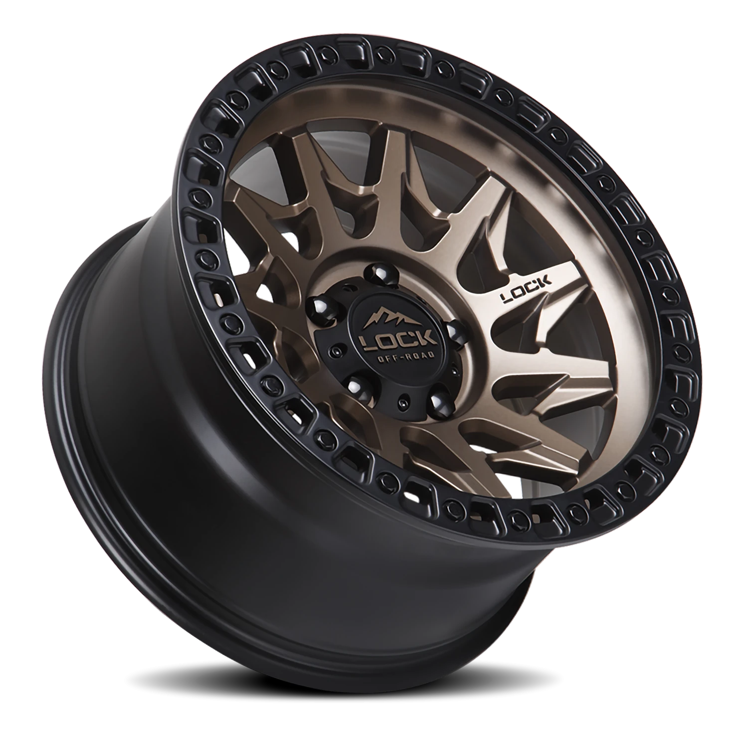 Lock Offroad Lunatic Matte Bronze W/ Matte Black Ring 20x9 +1 8x180mm 124.3mm - Wheelwiz