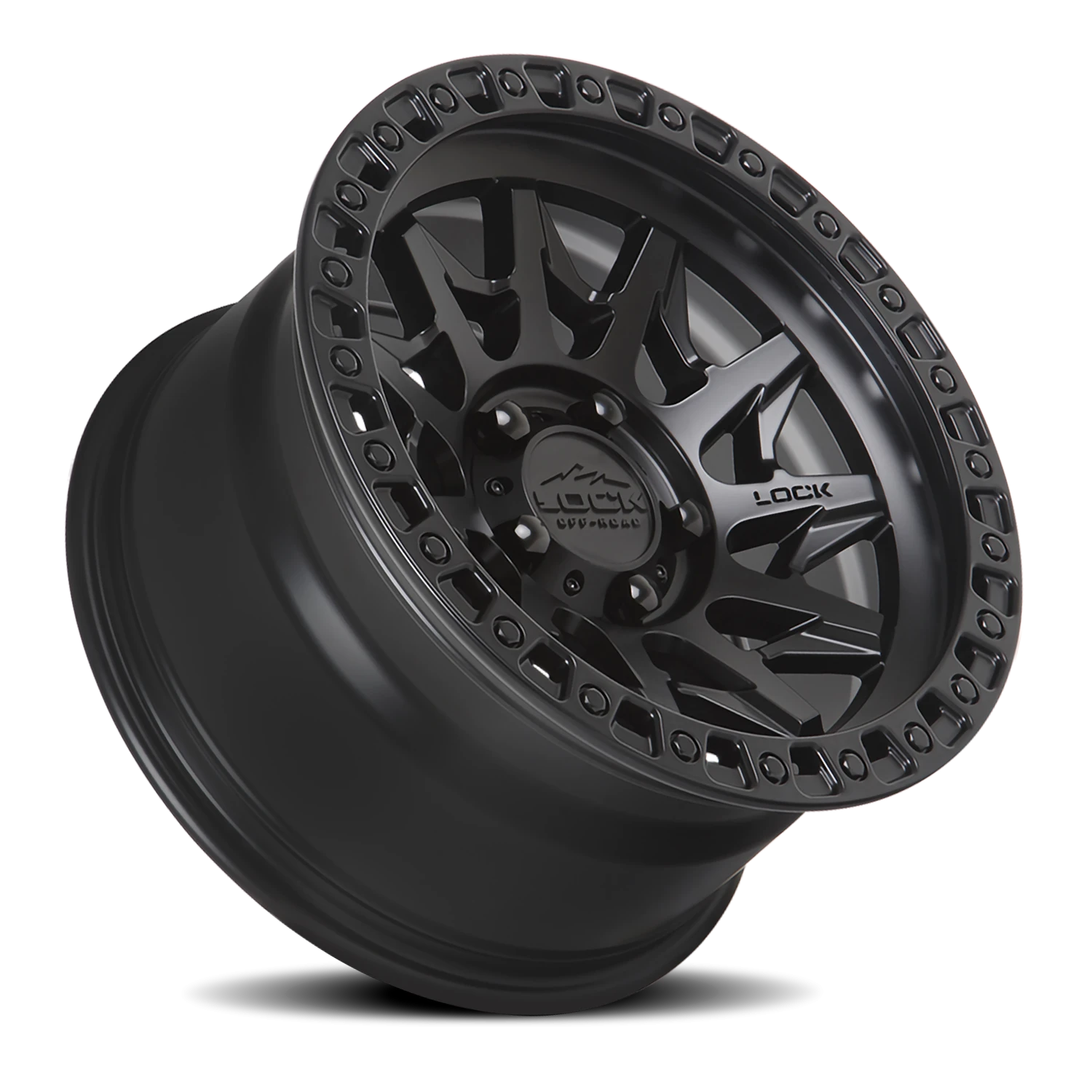 Lock Offroad Lunatic Matte Black W/ Matte Black Ring 17x9 +1 8x180mm 124.3mm - Wheelwiz