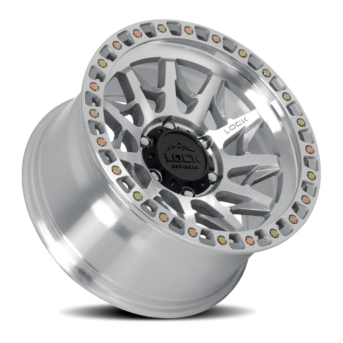 Lock Offroad Lunatic Machined Silver W/ Clear Coat 17x9 +1 5x127mm 71.5mm