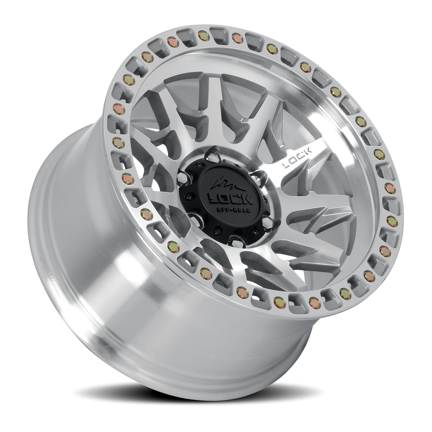 Lock Offroad Lunatic Machined Silver W/ Clear Coat 17x9 +1 5x127mm 71.5mm - Wheelwiz