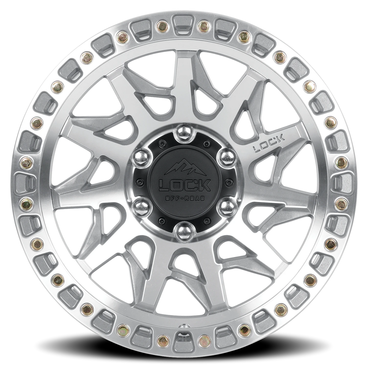 Lock Offroad Lunatic Machined Silver W/ Clear Coat 17x9 -12 5x127mm 71.5mm