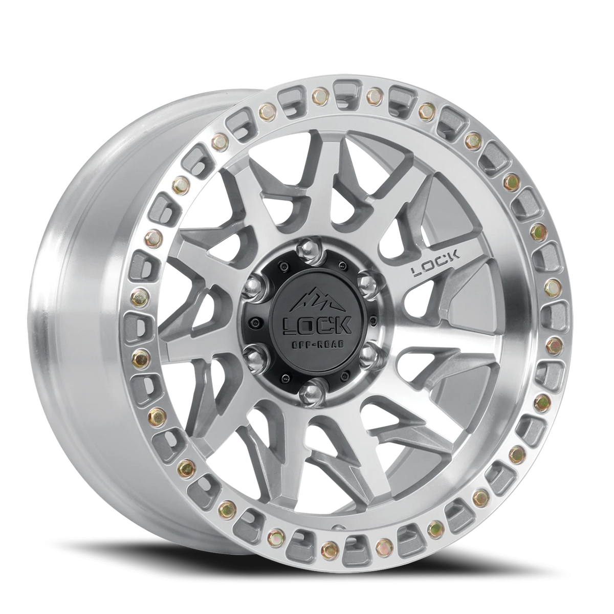 Lock Offroad Lunatic Machined Silver W/ Clear Coat 17x9 +1 8x170mm 125.2mm
