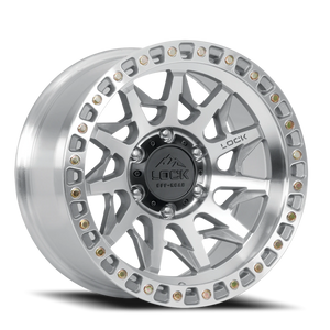 Lock Offroad Lunatic Machined Silver W/ Clear Coat 17x9 +12 8x180mm 124.3mm