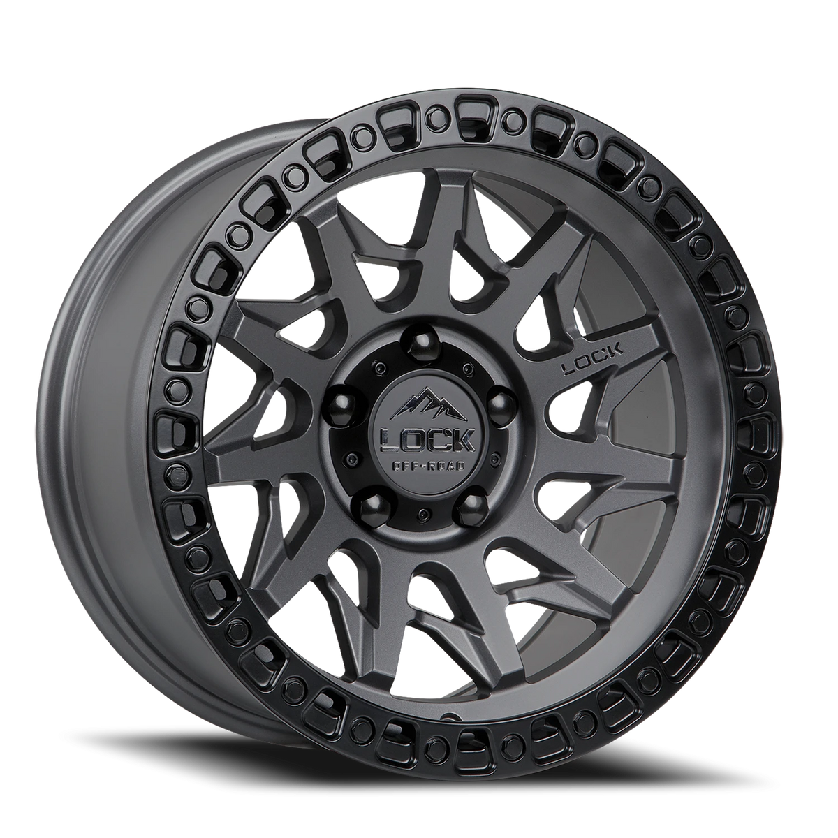 Lock Offroad Lunatic Matte Grey W/ Matte Black Ring 20x9 0 6x139.7mm 106.2mm