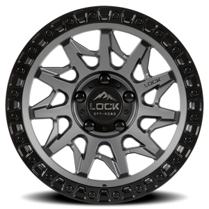 Lock Offroad Lunatic Matte Grey W/ Matte Black Ring 20x10 -18 6x139.7mm 106.2mm