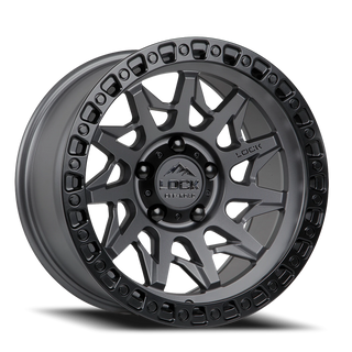 Lock Offroad Lunatic Matte Grey W/ Matte Black Ring 20x9 +20 8x180mm 124.3mm