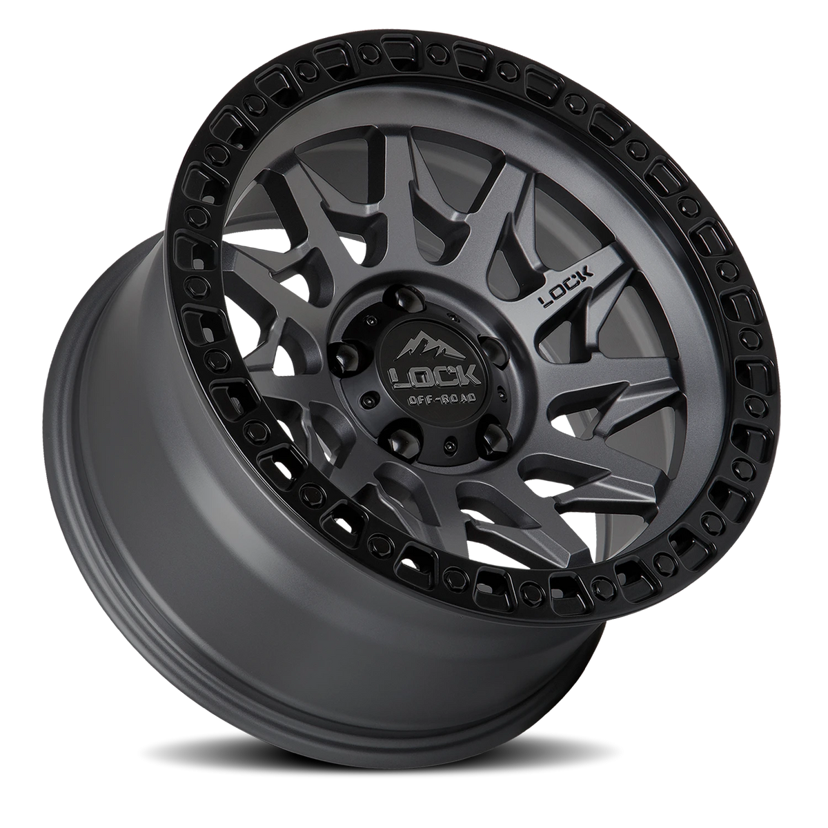 Lock Offroad Lunatic Matte Grey W/ Matte Black Ring 20x9 +1 8x170mm 125.2mm