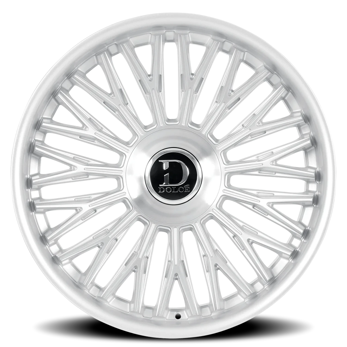 Dolce Luxury Lusso Gloss Silver W/ Brushed Face-Stainless Lip 22x10.5 +42 5x127|5x130mm 71.5mm