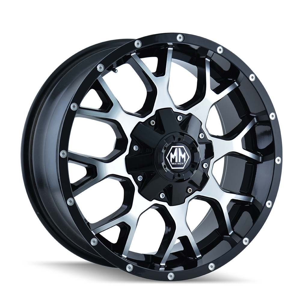 Mayhem WARRIOR Gloss black machined 17x9 -12 5x114.3|5x127mm 87mm - Wheelwiz