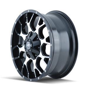 Mayhem WARRIOR Gloss black machined 18x9 -12 6x135|6x139.7mm 106mm - Wheelwiz