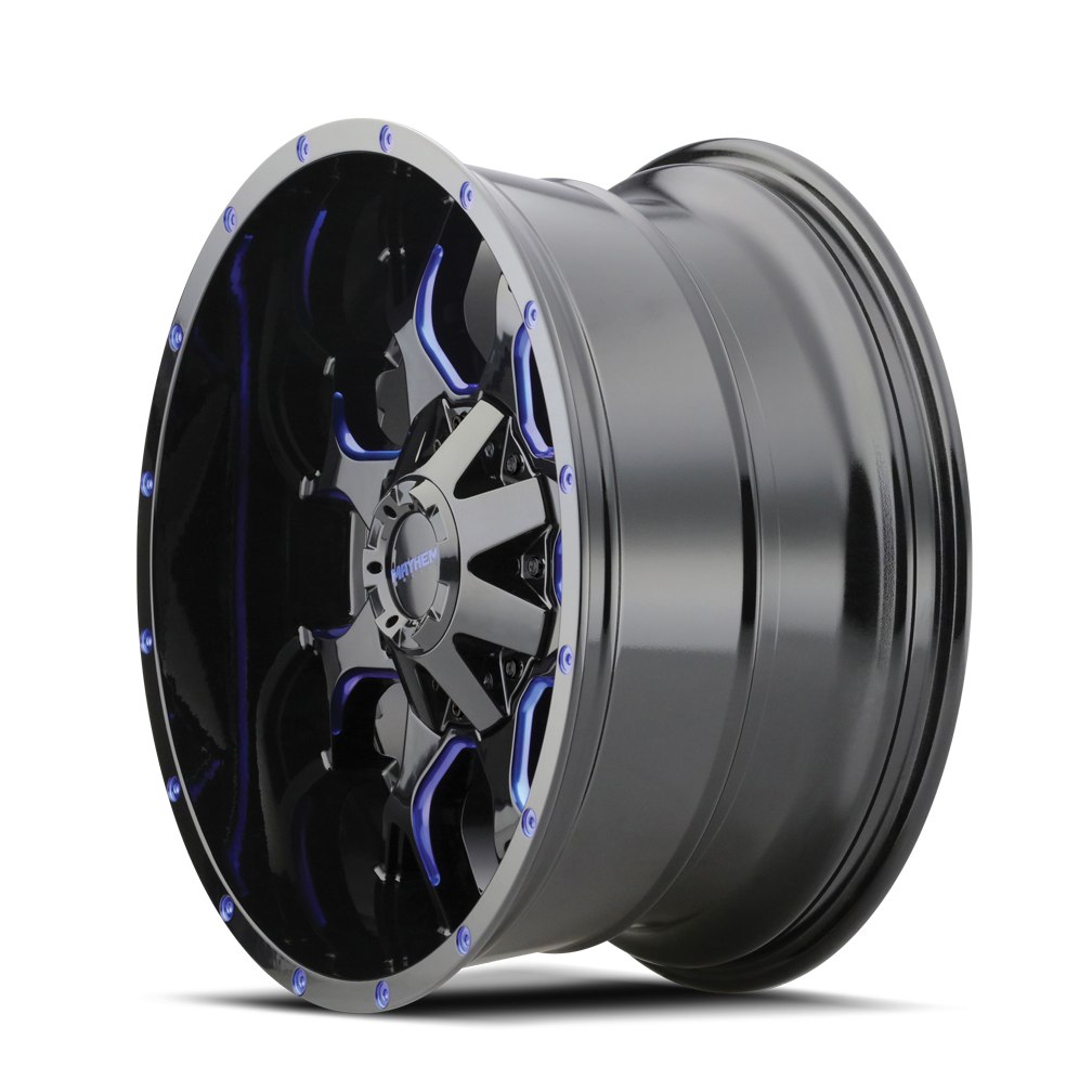 Mayhem WARRIOR Gloss black milled prism blue 20x9 0 6x135|6x139.7mm 106mm - Wheelwiz