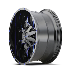 Mayhem WARRIOR Gloss black milled prism blue 20x9 +18 6x135|6x139.7mm 106mm - Wheelwiz
