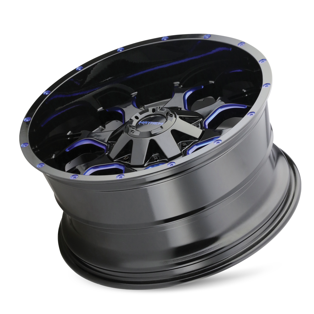 Mayhem WARRIOR Gloss black milled prism blue 17x9 +18 6x135|6x139.7mm 106mm - Wheelwiz