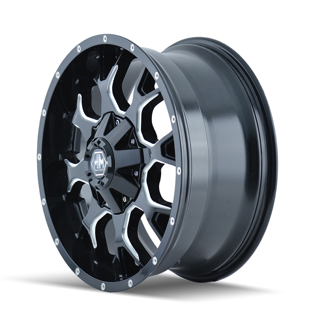 Mayhem WARRIOR Gloss black milled 22x12 -44 5x127|5x139.7mm 87mm - Wheelwiz