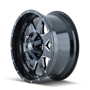 Mayhem TANK Gloss black milled 18x9 -12 6x135|6x139.7mm 106mm - Wheelwiz