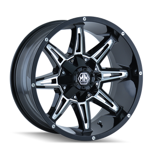 Mayhem RAMPAGE Gloss black milled 17x9 +18 8x165.1|8x170mm 130.8mm - Wheelwiz