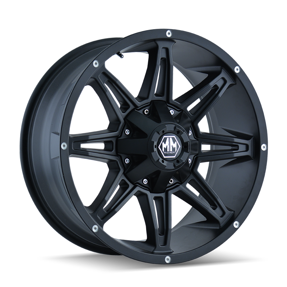 Mayhem RAMPAGE Matte black 22x9.5 -6 5x127|5x139.7mm 87mm - WheelWiz