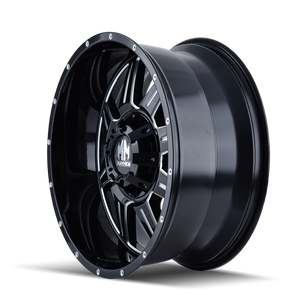 Mayhem MONSTIR Gloss black milled 22x10 -19 8x180mm 124.1mm - Wheelwiz