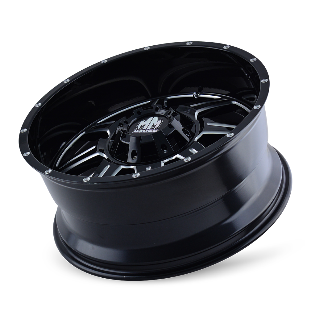 Mayhem MONSTIR Gloss black milled 20x10 -12 5x127|5x139.7mm 87mm - Wheelwiz