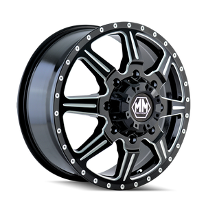 Mayhem MONSTIR Gloss black milled 20x8.25 -160 8x165.1mm 121.3mm - Wheelwiz