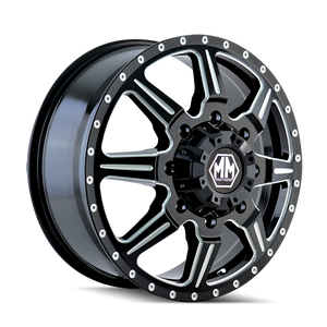 Mayhem MONSTIR Gloss black milled 22x8.25 -160 8x170mm 124.9mm - Wheelwiz