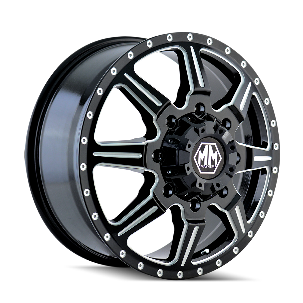 Mayhem MONSTIR Gloss black milled 22x8.25 +127 8x165.1mm 121.3mm - Wheelwiz