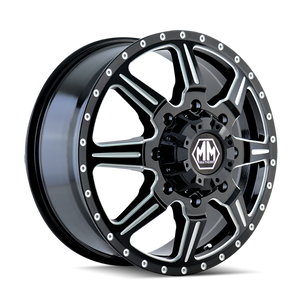 Mayhem MONSTIR Gloss black milled 22x8.25 +127 8x210mm 154.2mm - WheelWiz