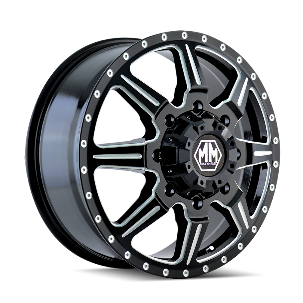 Mayhem MONSTIR Gloss black milled 19.5x6.75 +102 8x200mm 142mm - WheelWiz