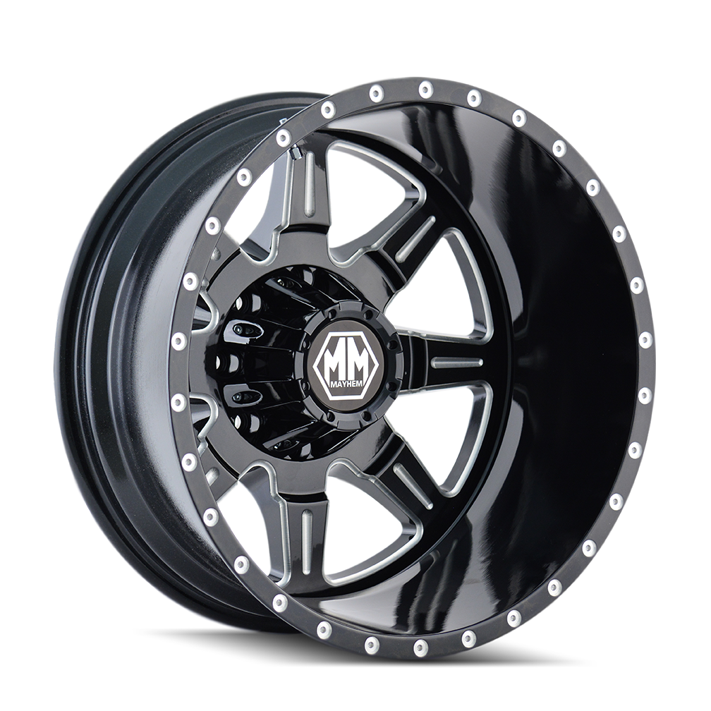 Mayhem MONSTIR Gloss black milled 19.5x6.75 -143 8x210mm 154.2mm - WheelWiz