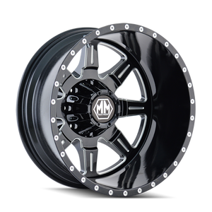 Mayhem MONSTIR Gloss black milled 19.5x6.75 -143 8x210mm 154.2mm - WheelWiz