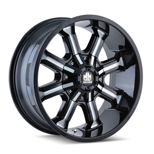 Mayhem BEAST Gloss black milled 17x9 -12 5x114.3|5x127mm 87mm - WheelWiz