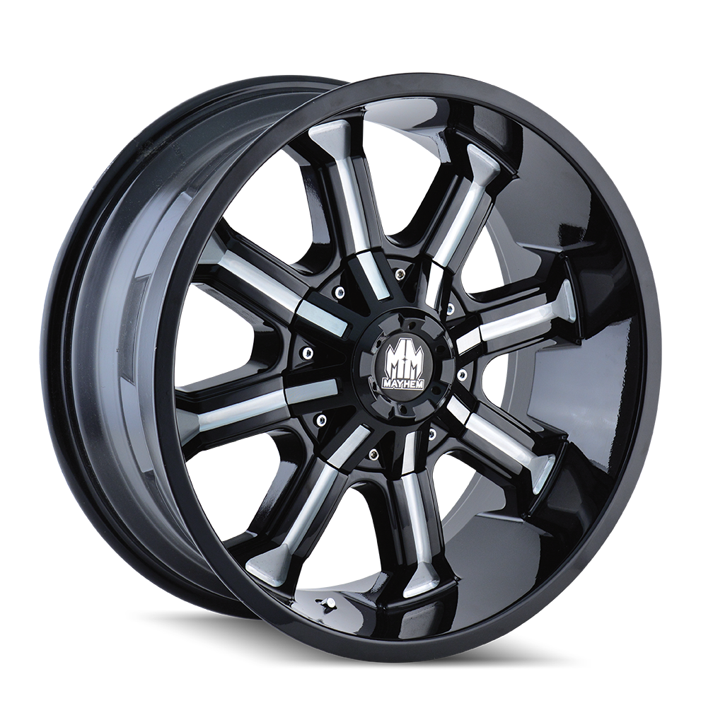Mayhem BEAST Gloss black milled 17x9 -12 8x165.1|8x170mm 130.8mm - Wheelwiz