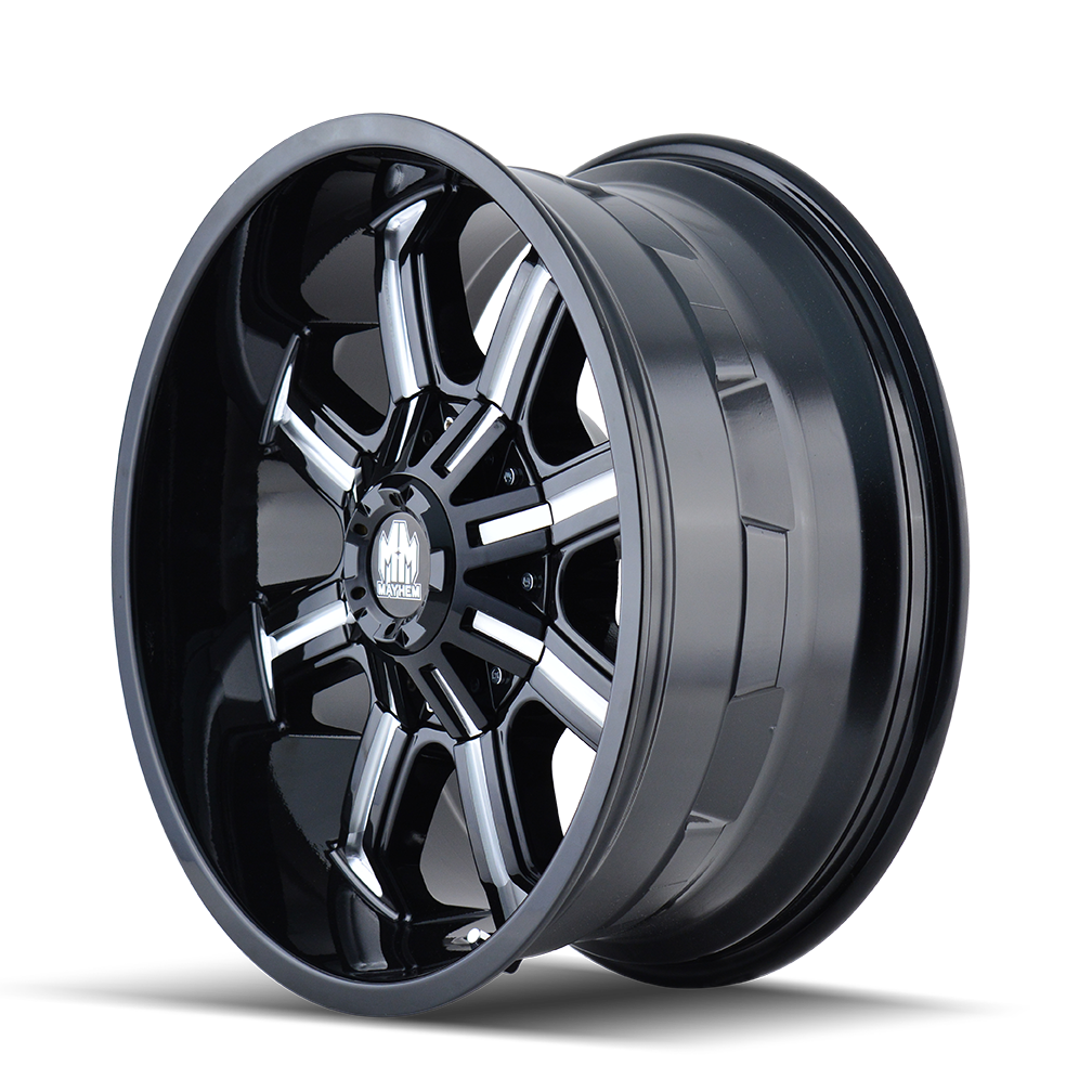 Mayhem BEAST Gloss black milled 17x9 -12 5x127|5x139.7mm 87mm - WheelWiz