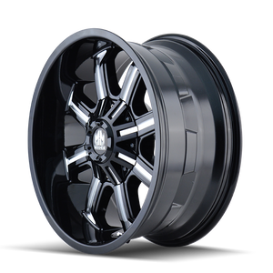 Mayhem BEAST Gloss black milled 17x9 -12 5x127|5x139.7mm 87mm - WheelWiz