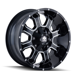 Mayhem FIERCE Gloss black milled 22x12 -44 8x165.1|8x170mm 130.8mm - Wheelwiz