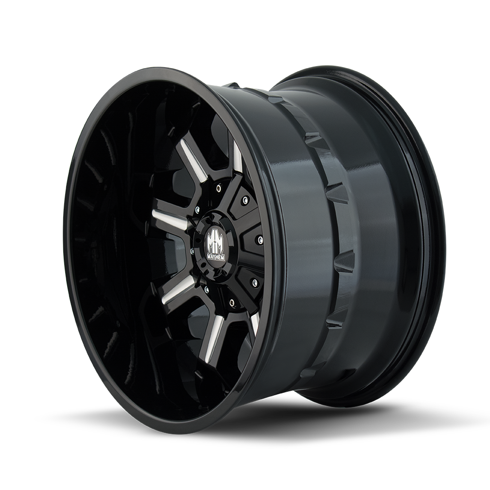 Mayhem COMBAT Gloss black milled 20x10 -19 6x135|6x139.7mm 106mm - Wheelwiz
