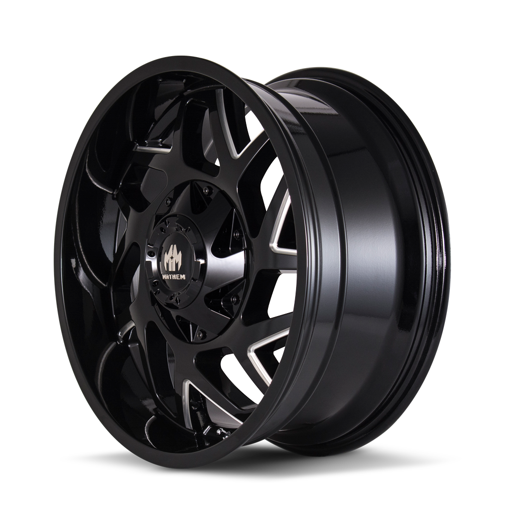Mayhem HATCHET Gloss black milled 20x9 +18 8x180mm 124.1mm - Wheelwiz