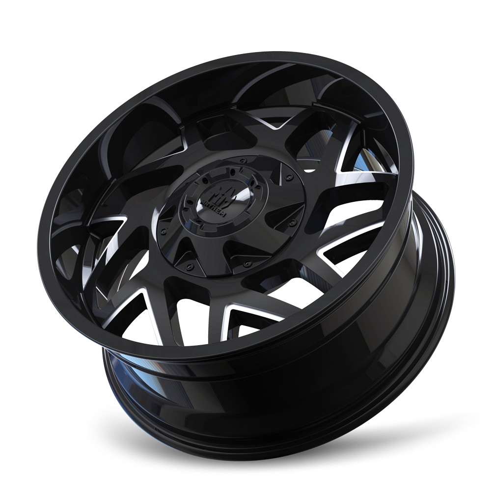 Mayhem HATCHET Gloss black milled 20x10 -19 6x135|6x139.7mm 106mm - Wheelwiz
